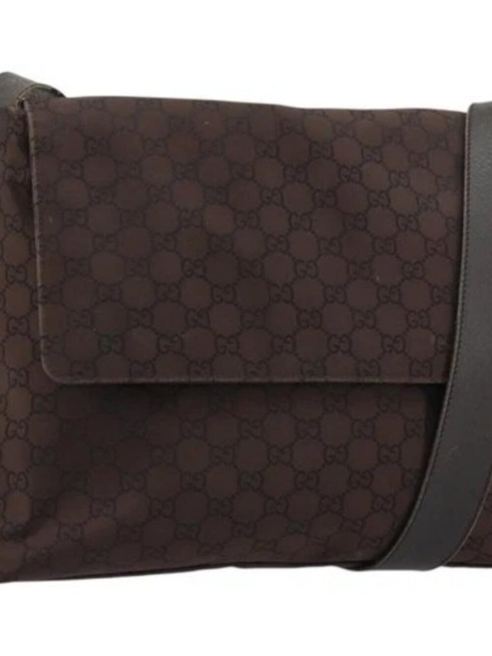 GUCCI GG Canvas Shoulder Bag Nylon Outlet Brown Gold 272351 Auth BA12428